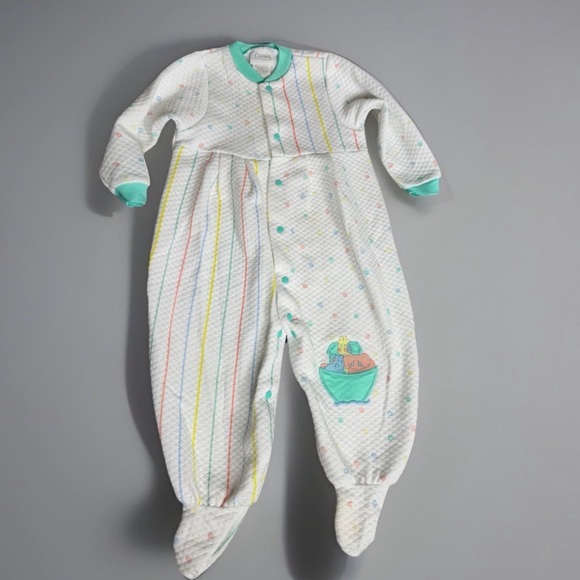Carter's Other - Vintage Carter’s Quilted Baby Sleeper One-Piece Pastel Stripe Footed